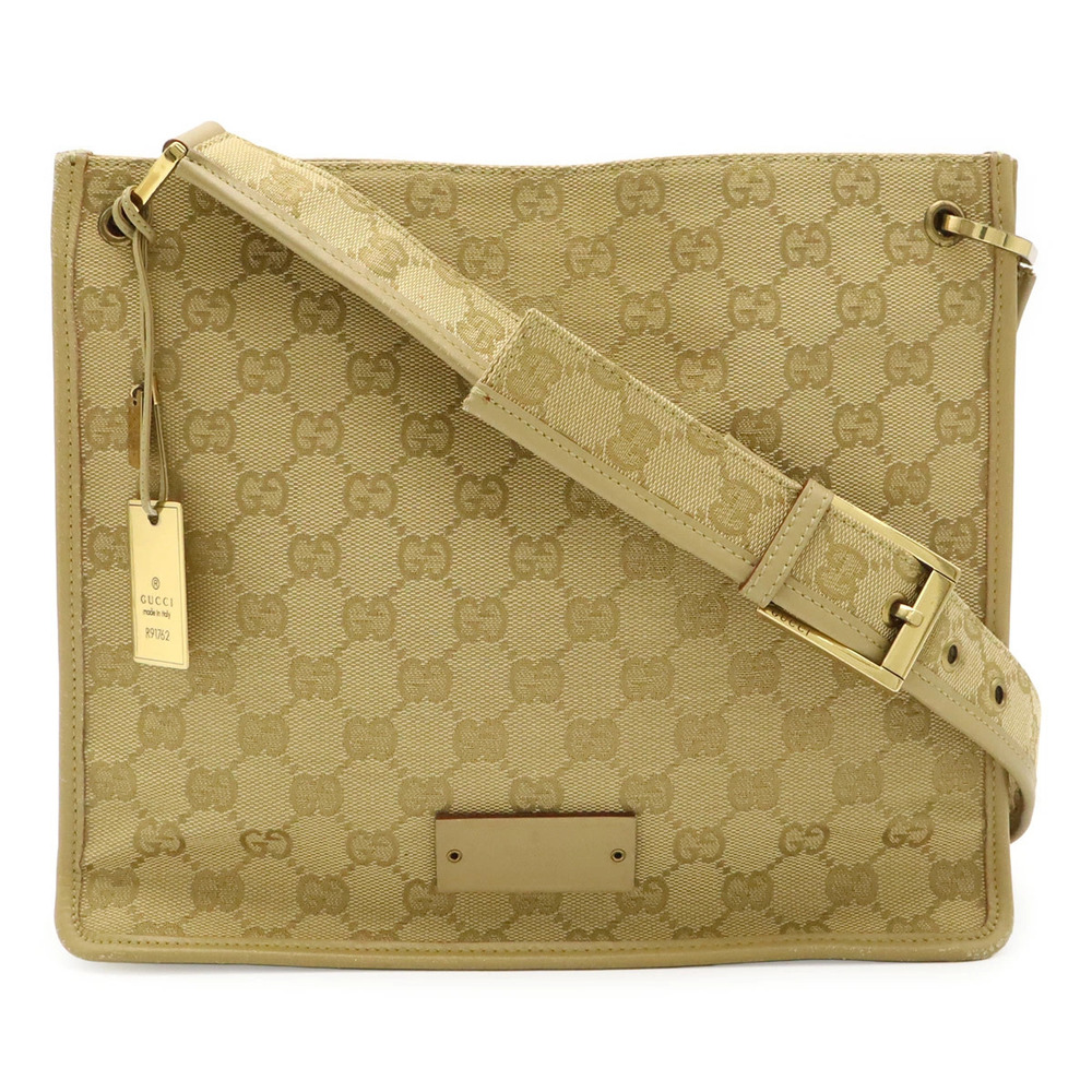 Gucci GG Canvas Crossbody Bag Leather Beige Cream